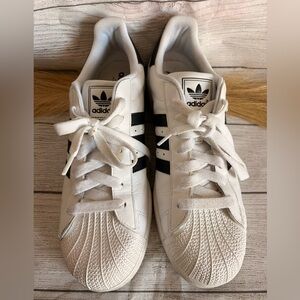 Adidas White and Black Classic Shell-Toe Sneakers